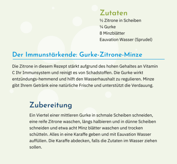 Beschreibung für das Geschmackserlebnis mit Eauvation Wasser.