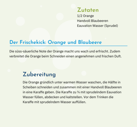 Beschreibung für das Geschmackserlebnis mit Eauvation Wasser.