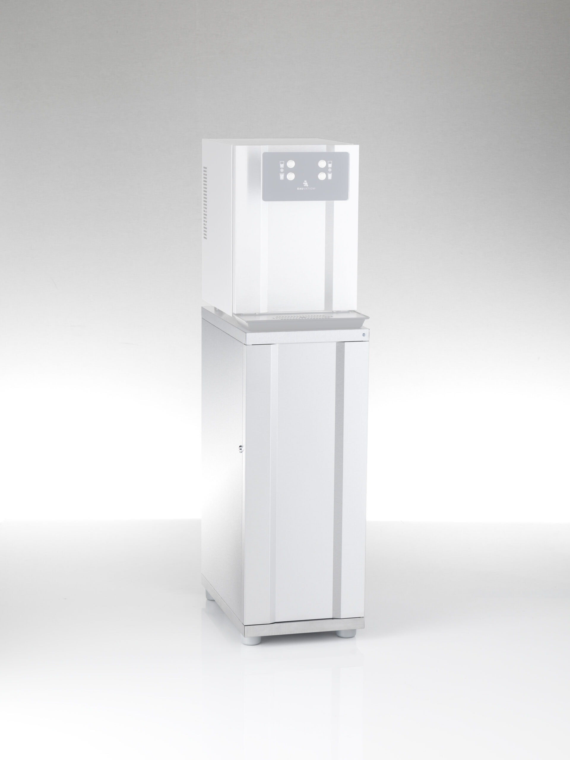 Edelstahl Unterbau passend zum Wasserspender Acqua 80 mit einem Eauvation Wasserspender obendrauf